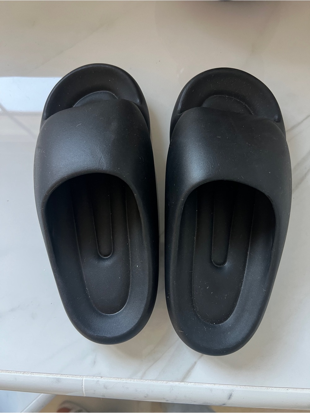 Black Cushioned Slide Sandals